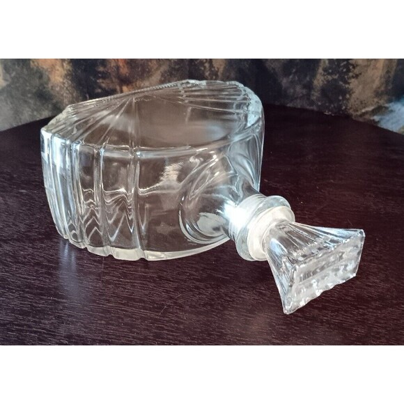 Vintage Art Deco Clear Glass Decanter With Stopper 7 3/4" - Picture 4 of 13